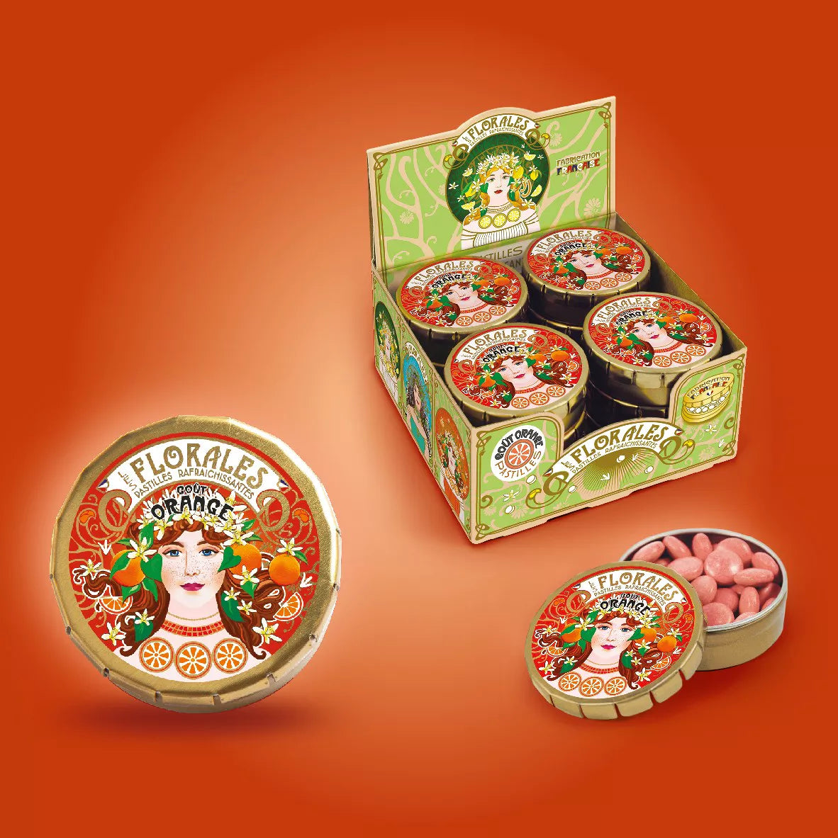 Orange Mints mini tin box - Les Florales (12g)
