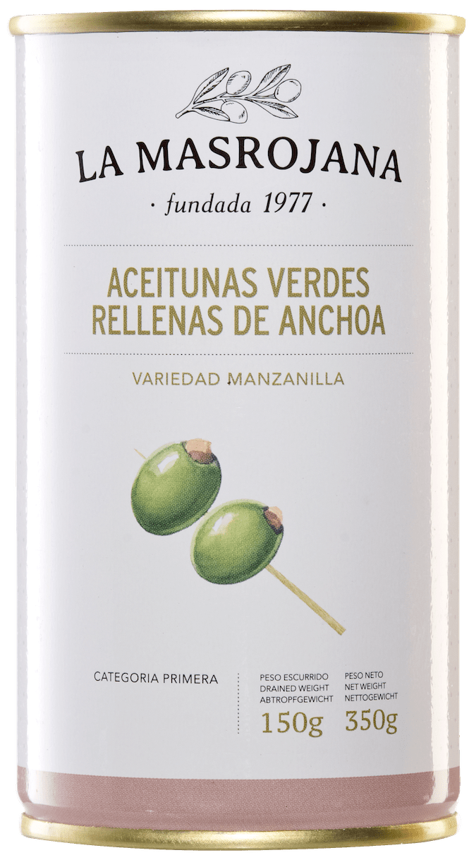 Green Olives stuffed with Anchovies - La Masrojana (350)