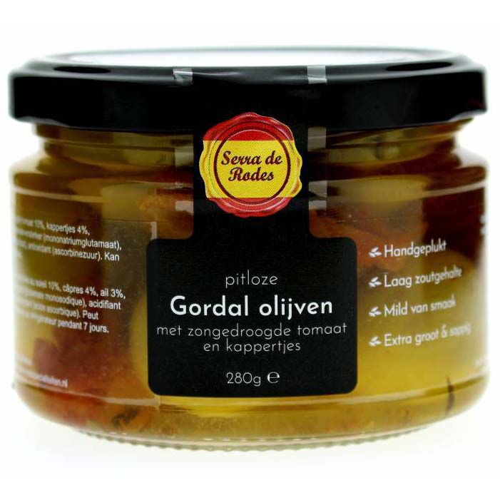 Gordal Olives with Sun-Dried Tomato and Capers (280 Grams)